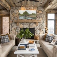 Stone Fireplace Steals The Show in This Living Room