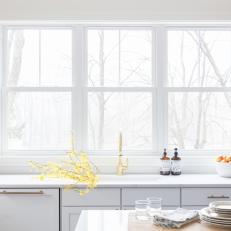 White Kitchen With Yellow Flowers