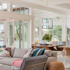 Contemporary Living Room With Pink Throw