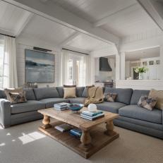 Neutral Living Room With Vaulted Ceilings 