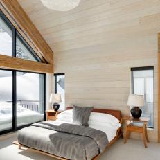 Neutral Scandinavian Bedroom With Gray Linens