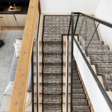 Contemporary Stairs With Gray Runner