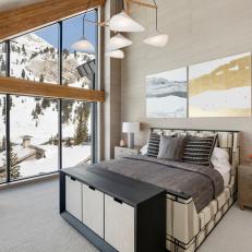 Neutral Contemporary Main Bedroom With Snowy View