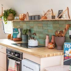 Small Kitchen Shines With Turquoise Backsplash