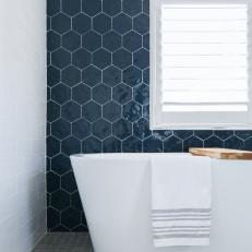Classic Colors and Modern Lines for Primary Bathroom Tile