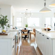 White Country Kitchen Overlooks Sundrenched Breakfast Nook