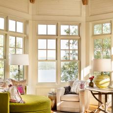 Sitting Room With Lime Chaise and Lake Views