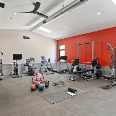 Home Gym With Orange Wall
