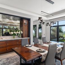 Dining Room With Gray Leather Chairs