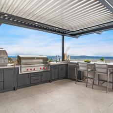 Outdoor Kitchen With Gray Cabinets