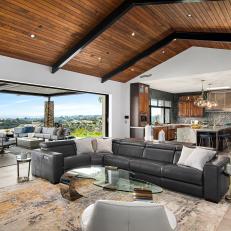 Contemporary Great Room With Gray Sectional