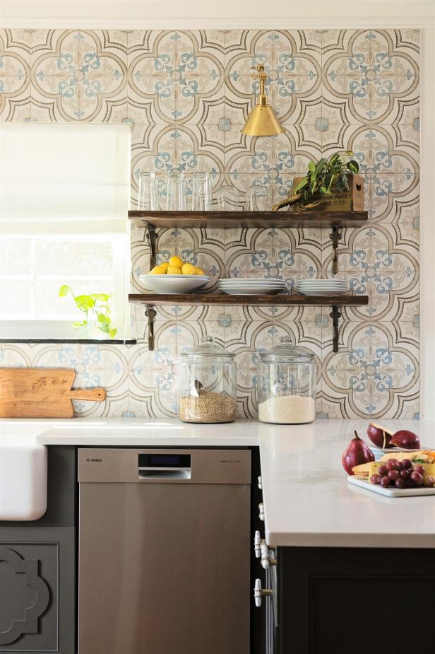 Mediterranean Kitchen With Brass Sconce