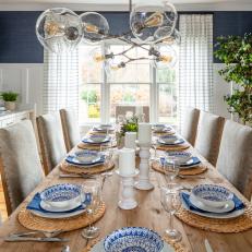 Blue Coastal Dining Room With Bowls