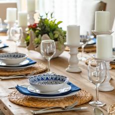 Dining Table With Blue Bowls