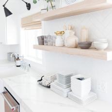 Floating Kitchen Shelves With Greenery