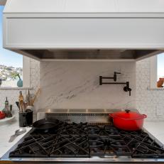 Kitchen Cooktop With Red Pot
