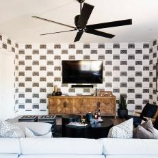 Media Room With Black Ceiling Fan