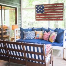 Screen Porch With American Flag Art