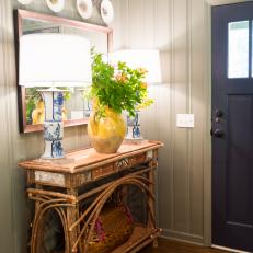 Country Console Table and Yellow Vase