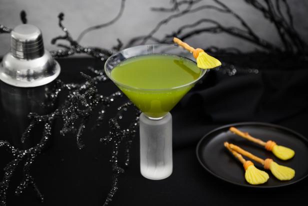 Celebrate the witching hour by offering your guests this poisonous looking potion. Add the candy witch broom to the glass just before serving to complete the spell!