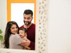 Husband and wife Bungalowe designers Karan (right) and Sapna Aggarwal (left) and their baby Nischay.