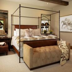 Rustic Brown Bedroom With Canopy Bed