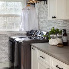 Contemporary Laundry Room With Brown Appliances