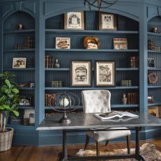 Bold, Blue Transitional Home Office