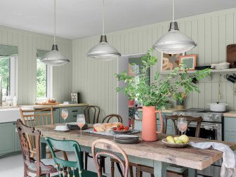 Green Eat-In Kitchen With Rustic Farmhouse Sensibility