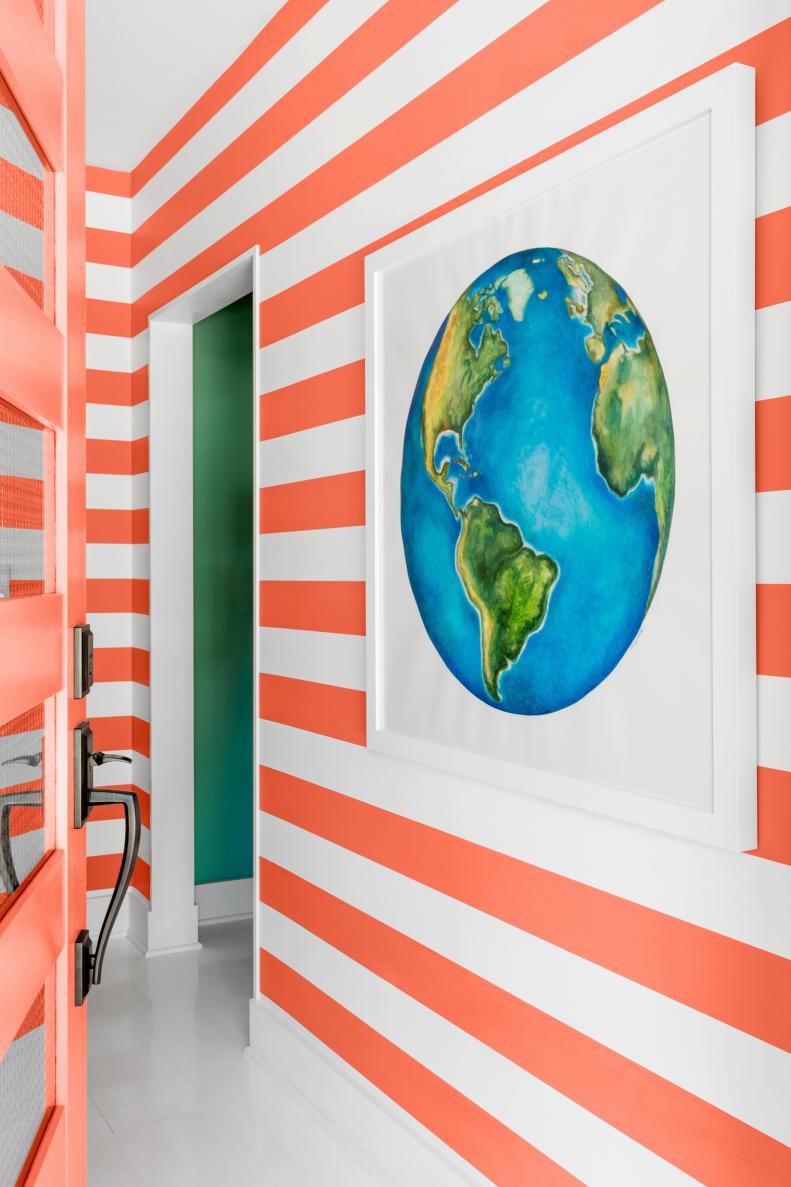 Bright Earth Artwork Adds Focal Point in Colorful Entryway