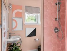 Guest Bathroom Features Different Shades of Pink Throughout