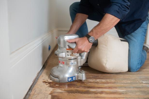 Because the drum sander is large and cumbersome, you will need to use a different sander for the edges of the room.
