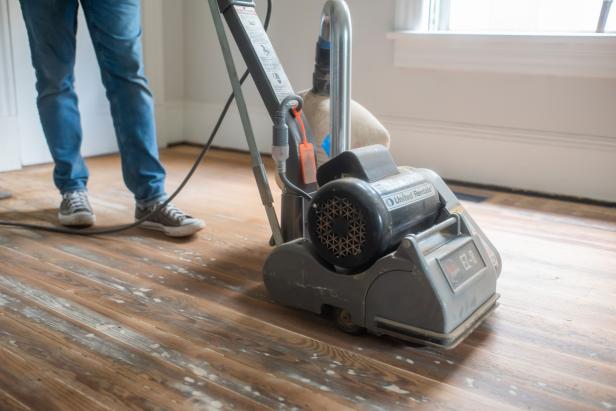 Engage the sander as you are moving and disengage before you stop.