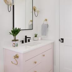 Contemporary Bathroom With Pink Vanity
