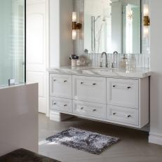 White Spa Bathroom With Gray Mat
