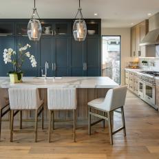 Transitional Chef Kitchen With White Orchid