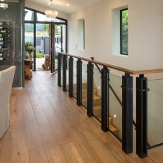 Contemporary Foyer With Wine Room