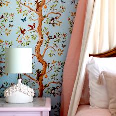 Blue Wallpaper in Girls Bedroom