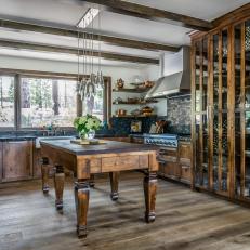 Traditional Kitchen With Dark Wood Cabinetry