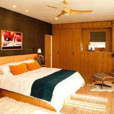 Contemporary Bedroom With Leather Headboard