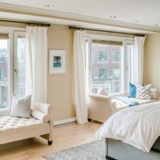 Neutral Transitional Bedroom With Harbor View