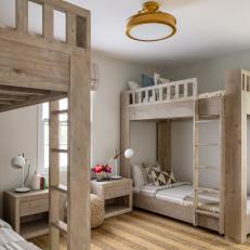 Neutral Coastal Kids Room With Bunk Beds