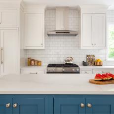 White Transitional Kitchen With Watermelon