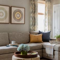 Neutral Sitting Room With Circle Art