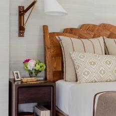 Neutral Bedroom With Brown Striped Pillows