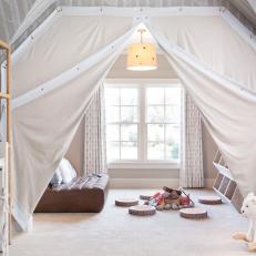 Neutral Contemporary Nursery With Tent Flaps