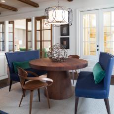Dining Area With Small Blue Banquettes