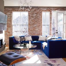 Contemporary Living Room With Exposed Brick