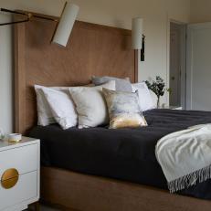Contemporary Primary Bedroom With White Throw