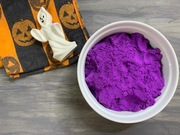 Purple KInetic Sand in a White Bowl 